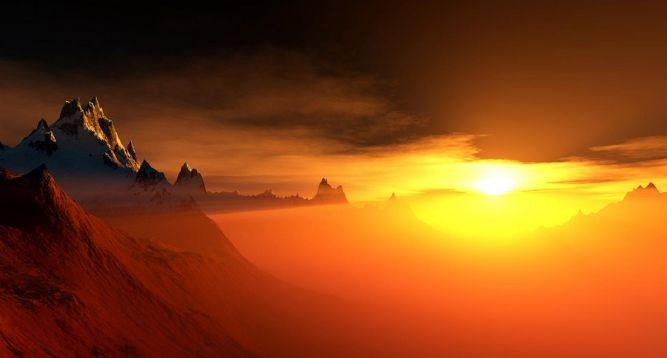 coucher-du-soleil-orange,-montagne,-collines-158025